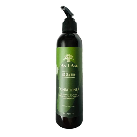 As I Am Rosemary Conditioner - Natural Crown Beauty - Vue de face de la bouteille de revitalisant montrant l'étiquette et le logo