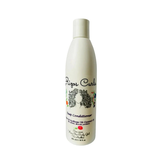 Rizos Curls Deep Conditioner - Natural Crown Beauty - Vue de face du pot de conditionneur montrant l'étiquette et le logo